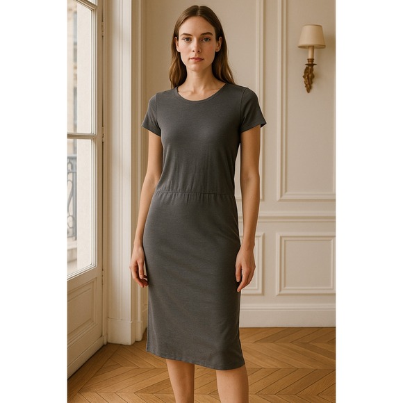 JAMES PERSE LOS ANGELES Gray T Shirt Knit Midi Dress Size 2 USA Made - Picture 1 of 7